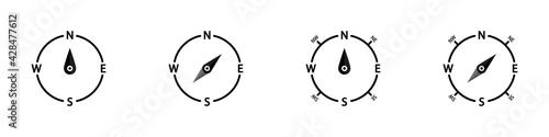 Conjunto de iconos de brújula. Concepto de orientación y ubicación. Ilustración vectorial photo