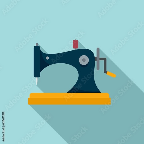 Old sewing machine icon, flat style