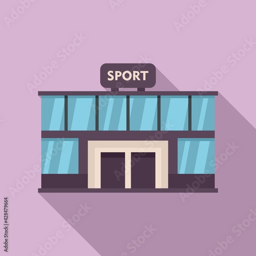 Sport gym building icon, flat style