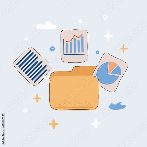 Vector illustration of Yellow files folder icon isolated on white