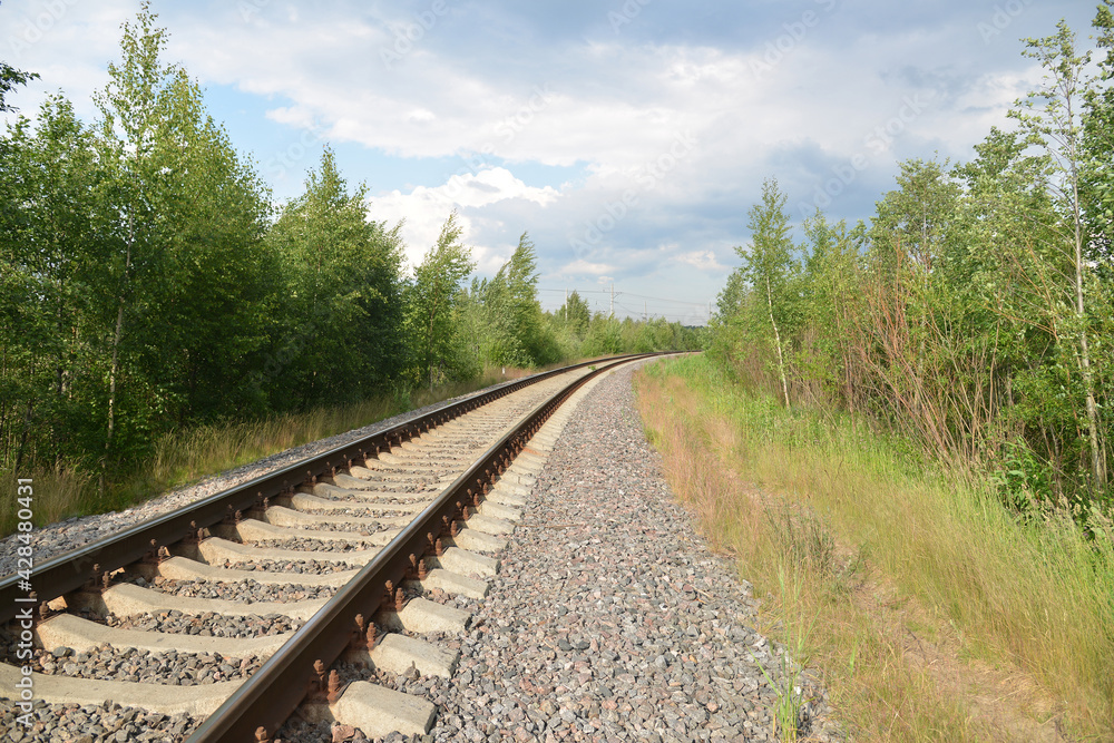 Fototapeta premium Old railway rails close up