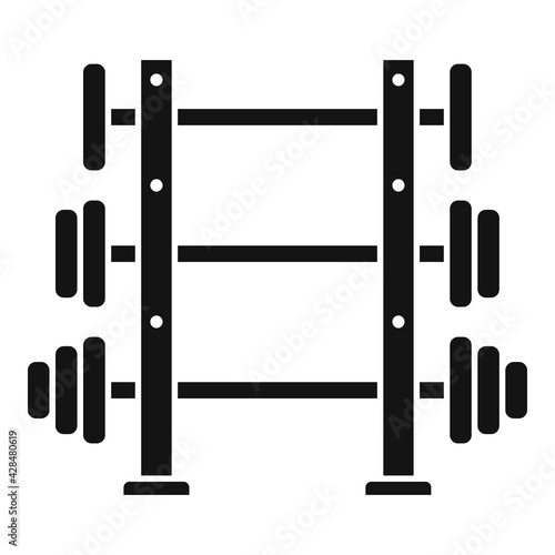 Barbells stand icon, simple style