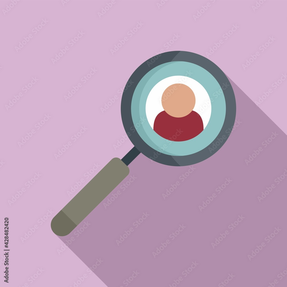 Search personal information icon, flat style Search personal information icon, flat style