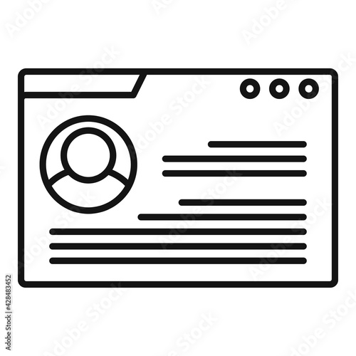 Online personal information icon, outline style