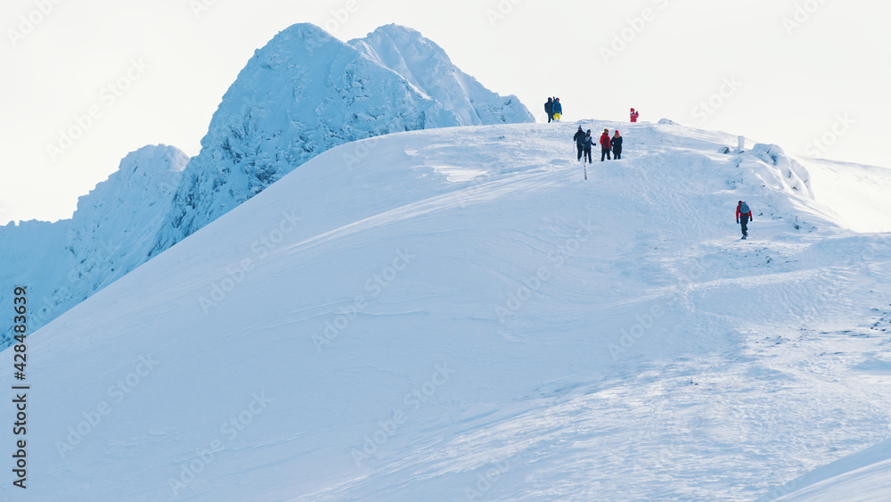 Ski Slopes On A Bright Sunny Day. Clear Blue Sky Winter mountain landscape 