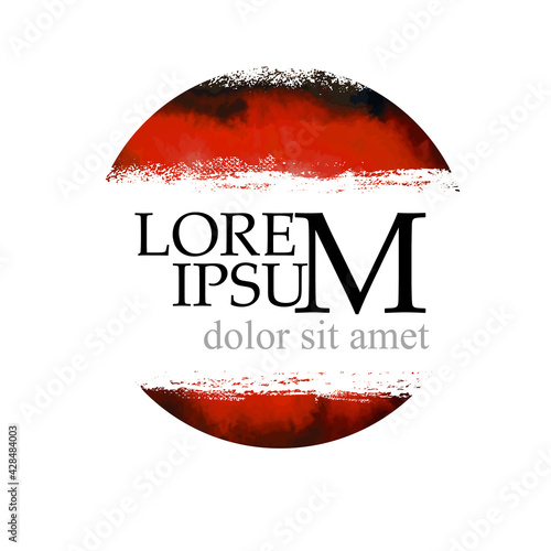 Abstraction sun from paint. Sunset. Red sun. Vector illustration