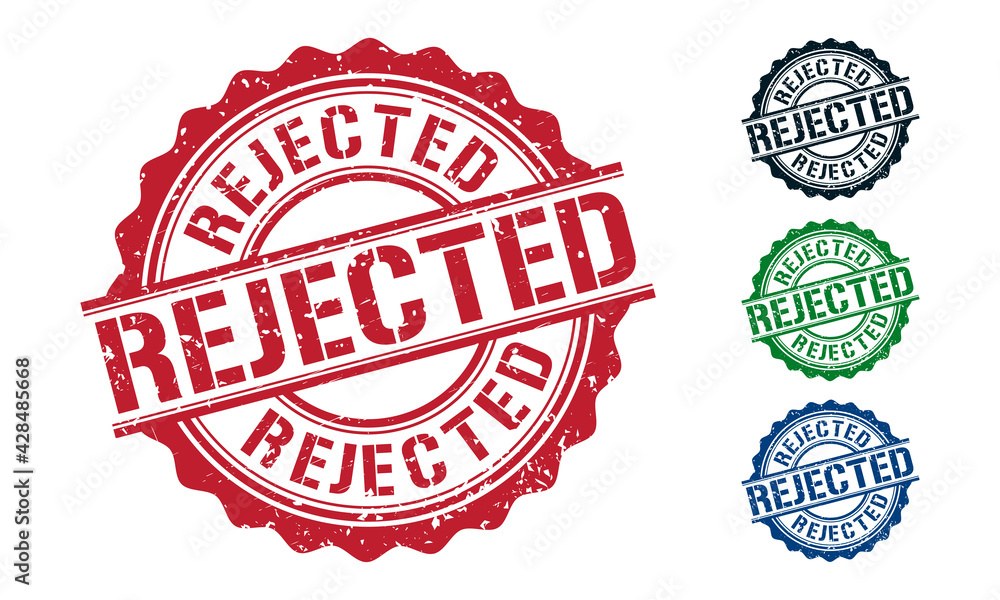Obraz premium Rejected Rubber Stamp around Grunje on White Background. Rejected Sign Design Vector Illustration.