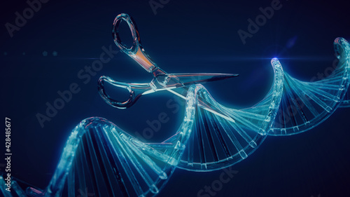 CRISPR Genschere | Gentechnik - DNA/RNA-Gen-Editing | 3D-Render Illustration