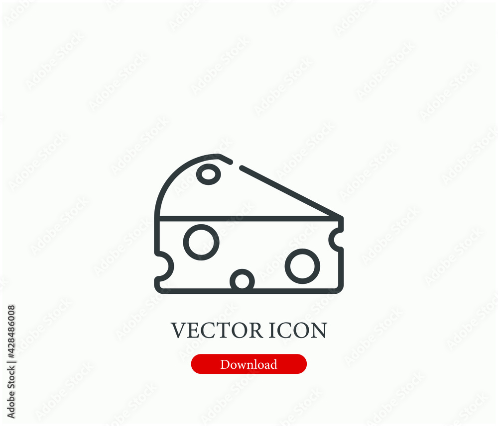 Cheese vector icon. Editable stroke. Linear style sign for use on web design and mobile apps, logo. Symbol illustration. Pixel vector graphics - Vector Cheese vector icon. Editable stroke. Linear style sign for use on web design and mobile apps, logo. Symbol illustration. Pixel vector graphics - Vector
