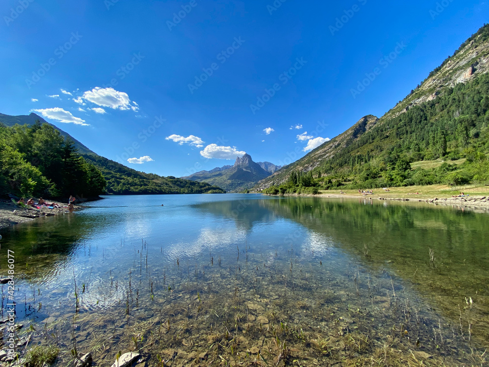 view of the Lanuza reservoir, in the Aragonese Pyrenees. Huesca, Spain