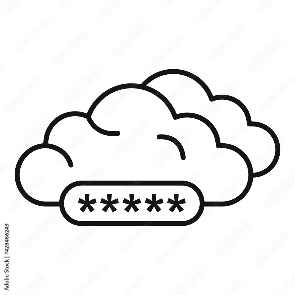 Cloud authentication icon, outline style Cloud authentication icon, outline style