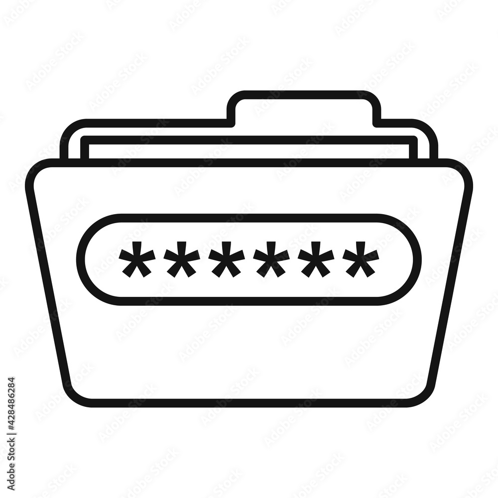 Folder access authentication icon, outline style Folder access authentication icon, outline style