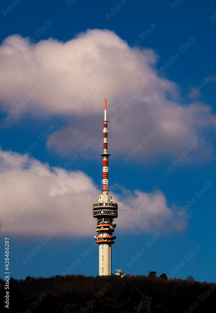 Fototapeta premium TV tower on Mecsek hill Pecs, Hungary