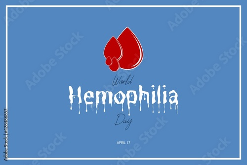 World Hemophilia Day. Drops of blood on blue background. Haemophilia disease awareness symbol. Isolated vector illustration.