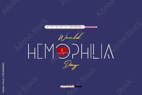 Hemophilia unique lettering typography. Editable vector illustration with medical symbols on background, health care, and educational concept useful for logotype, infographic.