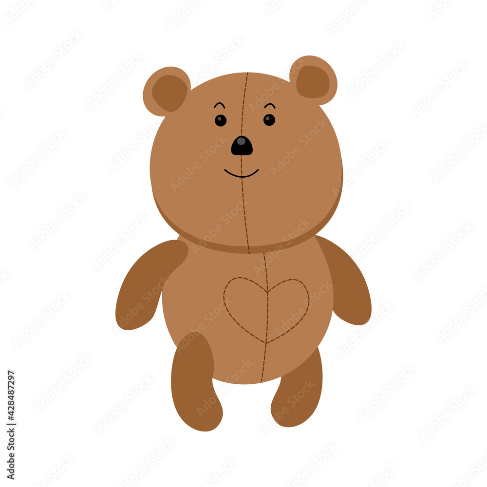 Teddy bear toy with heart. Cute bear in cartoon style. Vector illustration. Teddy bear toy with heart. Cute bear in cartoon style. Vector illustration.