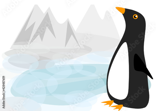penguin in the snow ,  Vector penguin day