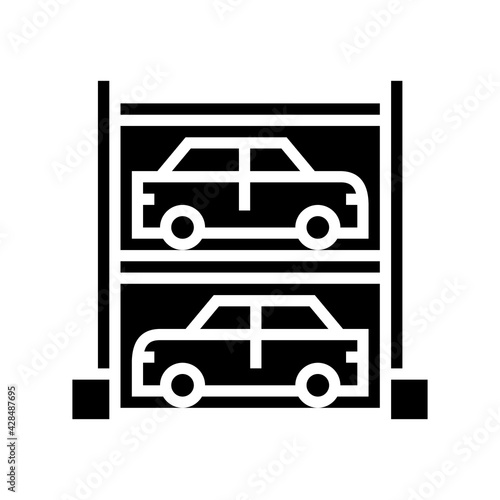 multilevel automobile parking line icon vector. multilevel automobile parking sign. isolated contour symbol black illustration