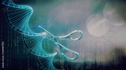 CRISPR Genschere | Gentechnik - DNA/RNA-Gen-Editing | 3D-Render Illustration photo