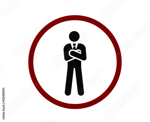 No bodyguard vector icon.  Editable stroke. Linear style sign for use on web design and mobile apps, logo. Symbol illustration. Pixel vector graphics - Vector