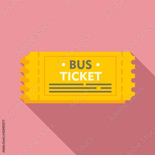 Coupon bus ticket icon, flat style