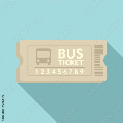 Carton bus ticket icon, flat style