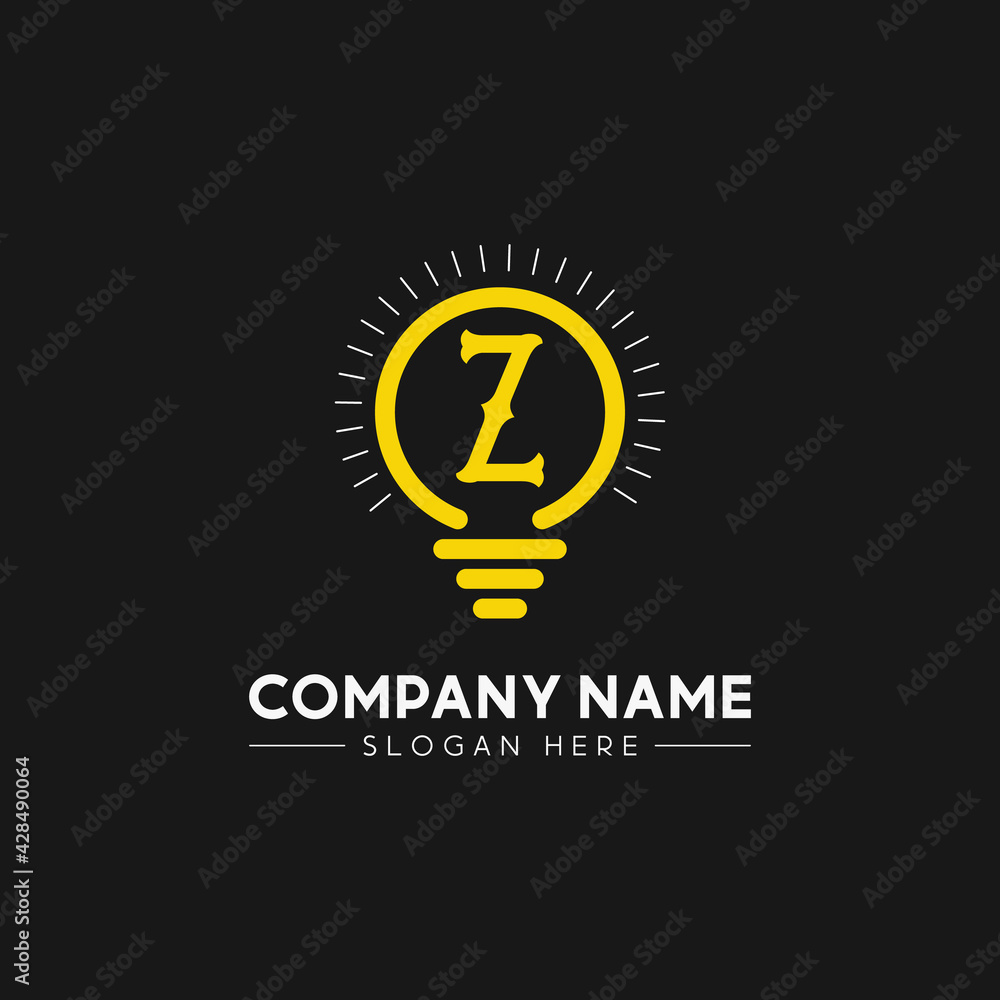 Initial Letter Z With Bright colorful light bulb logo Initial Letter Z With Bright colorful light bulb logo