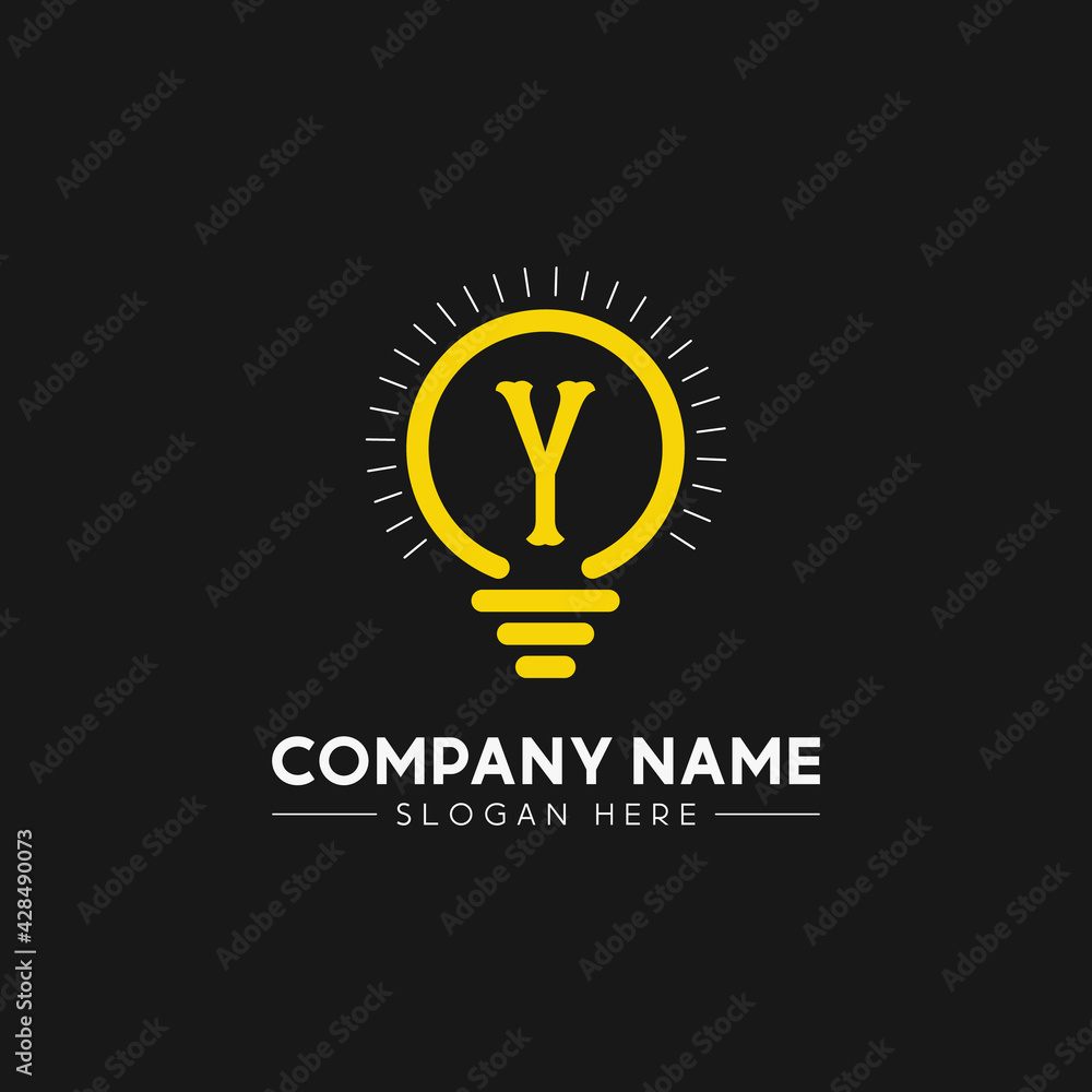 Initial Letter Y With Bright colorful light bulb logo Initial Letter Y With Bright colorful light bulb logo