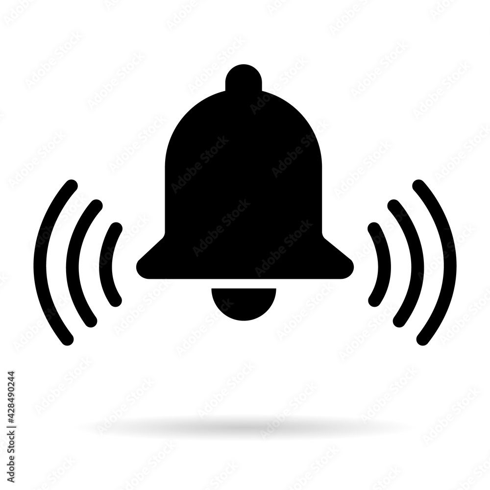 Bell alert icon isolated on white background, black alarm vector illustration symbol, ring web signal Bell alert icon isolated on white background, black alarm vector illustration symbol, ring web signal