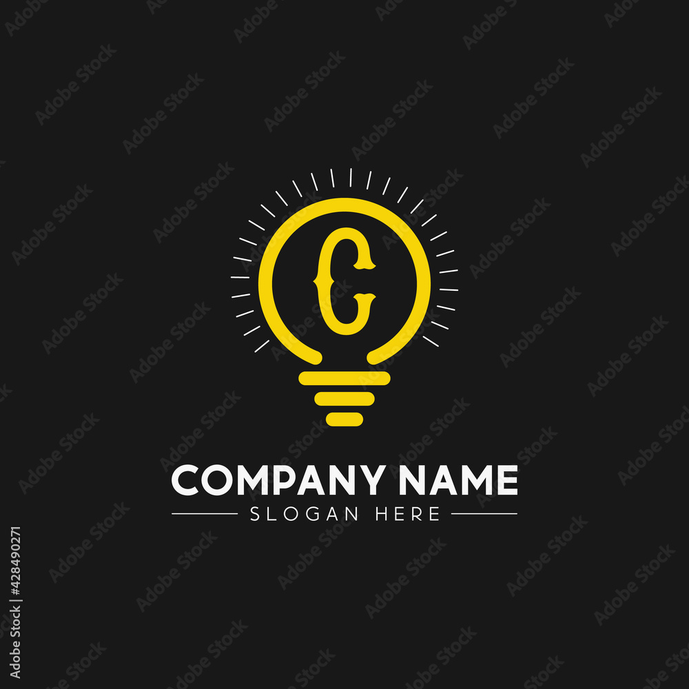 Initial Letter C With Bright colorful light bulb logo Initial Letter C With Bright colorful light bulb logo