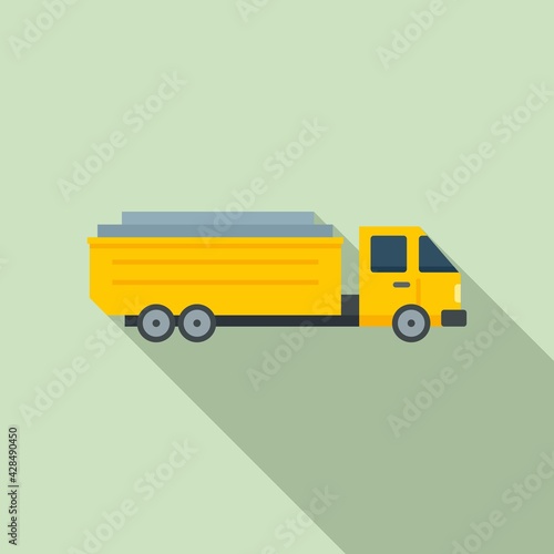 Metallurgy truck icon, flat style