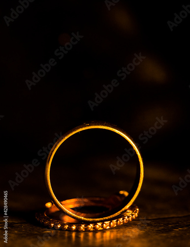 Wedding golden ring video. Golden ring. Dark. 