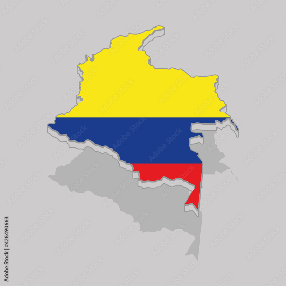 Isolated 3d map with the flag of Colombia - Vector illustration Isolated 3d map with the flag of Colombia - Vector illustration