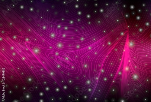 Dark Pink vector backdrop with circles and lines.