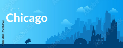 Chicago, USA famous city scape view background.