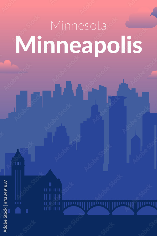 Minneapolis, USA famous city scape view background.