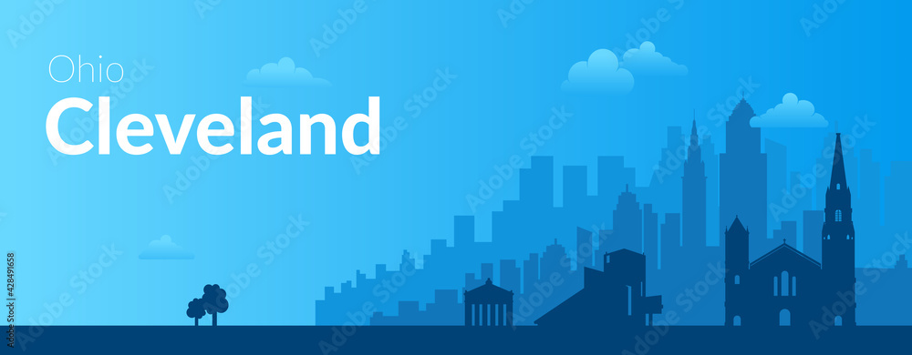 Fototapeta premium Cleveland, USA famous city scape view background.