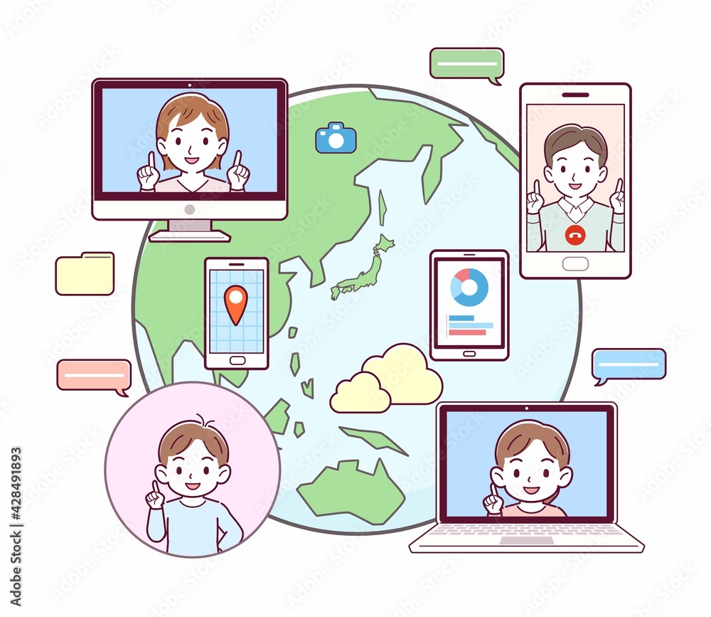 世界中と連絡する人 世界中と連絡する人