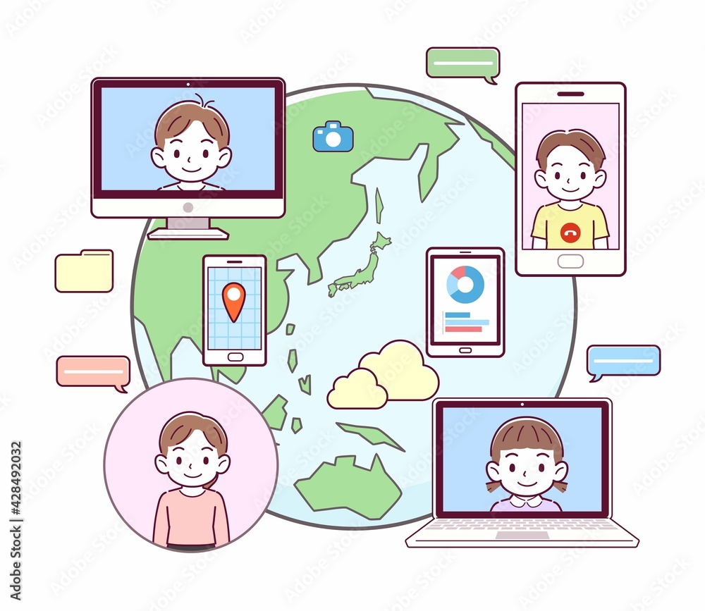 世界中とコミュニケーションをする人 世界中とコミュニケーションをする人