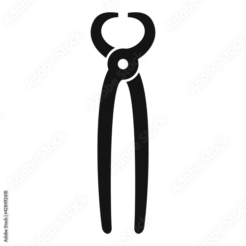 Blacksmith long pliers icon, simple style