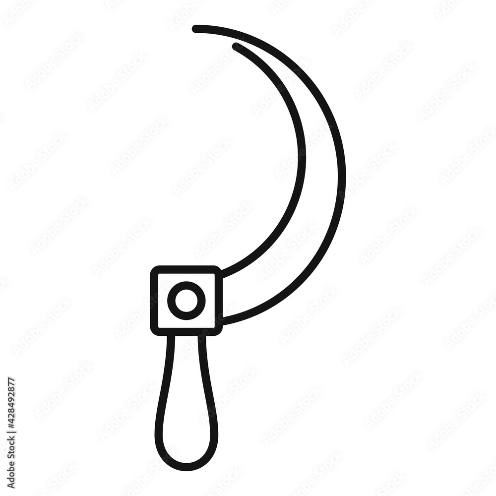 Blacksmith sickle icon, outline style Blacksmith sickle icon, outline style