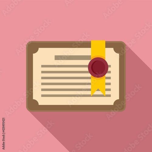 Attestation diploma icon, flat style