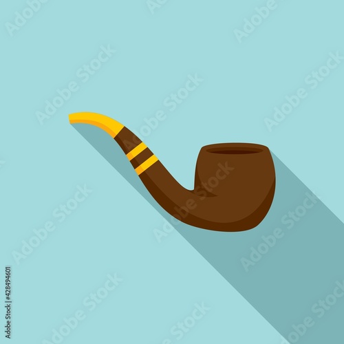 Smoking pipe icon, flat style