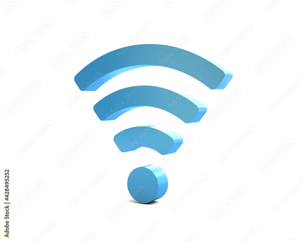 Wi Fi Wireless Network 3D Symbol, Render illustration Wi Fi Wireless Network 3D Symbol, Render illustration
