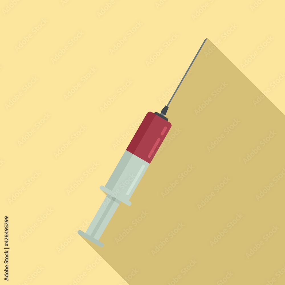Syringe injection icon, flat style Syringe injection icon, flat style
