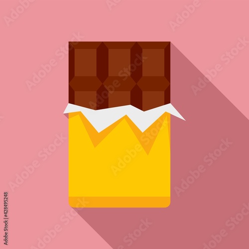 Chocolate bar icon, flat style