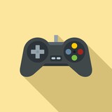 Video game joystick icon, flat style