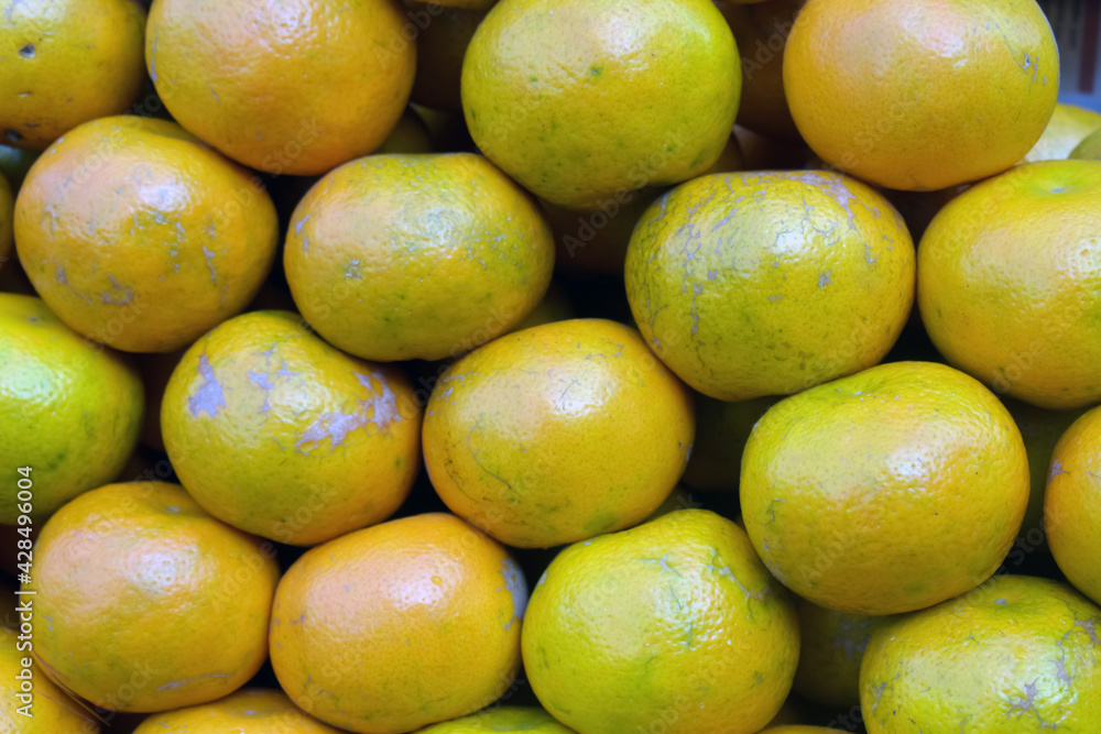 Closeup shot of fresh oranges in a market place Closeup shot of fresh oranges in a market place