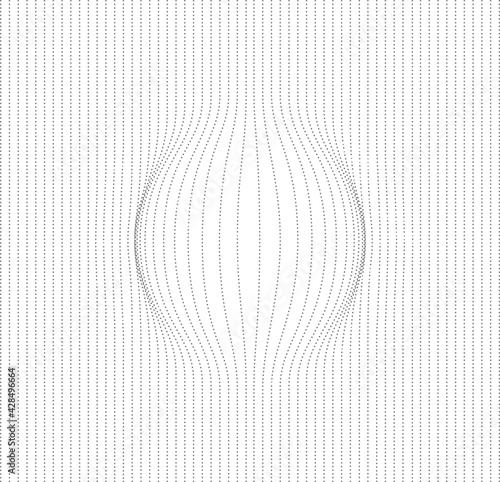 Optical illusion bloat ball effect. Line sphere vector. 3d shape underlay lines graphic abstract illustration