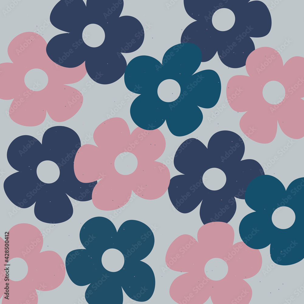 daisies flowers retro pattern background poster
